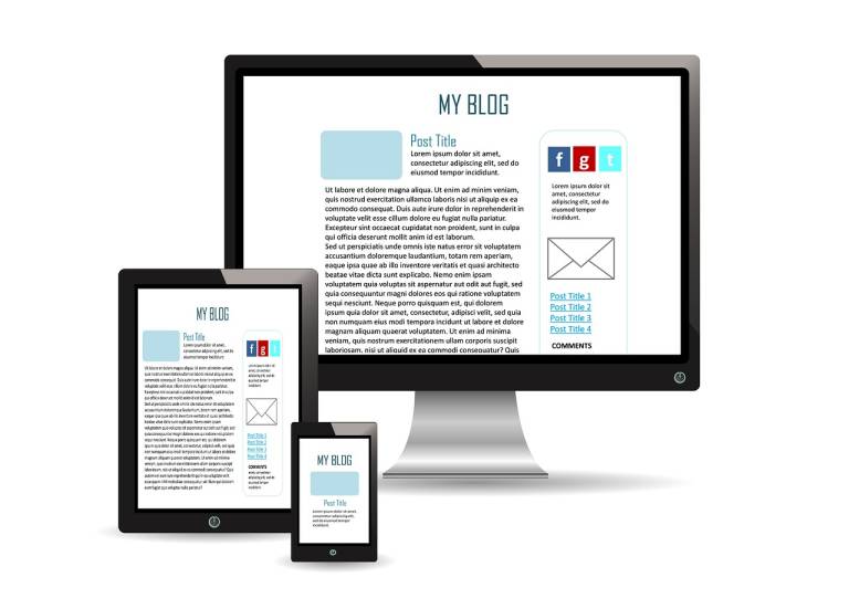 graphic image of a computer screen, tablet and smart phone.