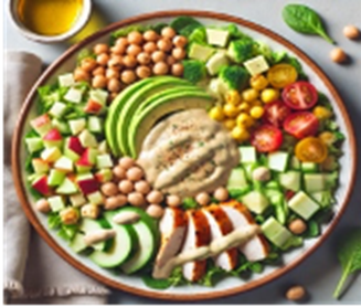 Image of a salad with apples, avocados and letntils