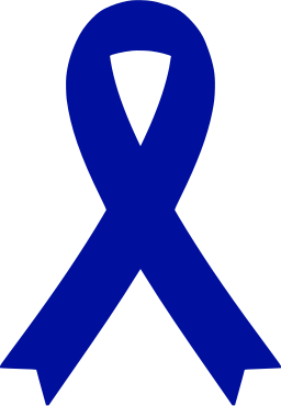 Image of a blue ribbon symbolic of colon cancer